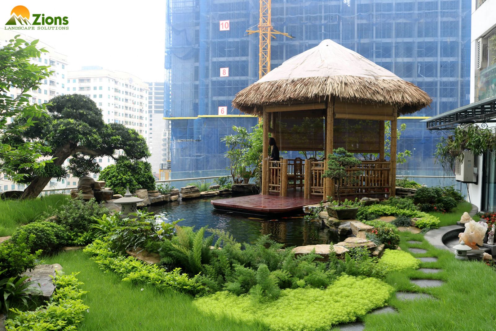 thi công vườn trên mái khu đô thị - zions